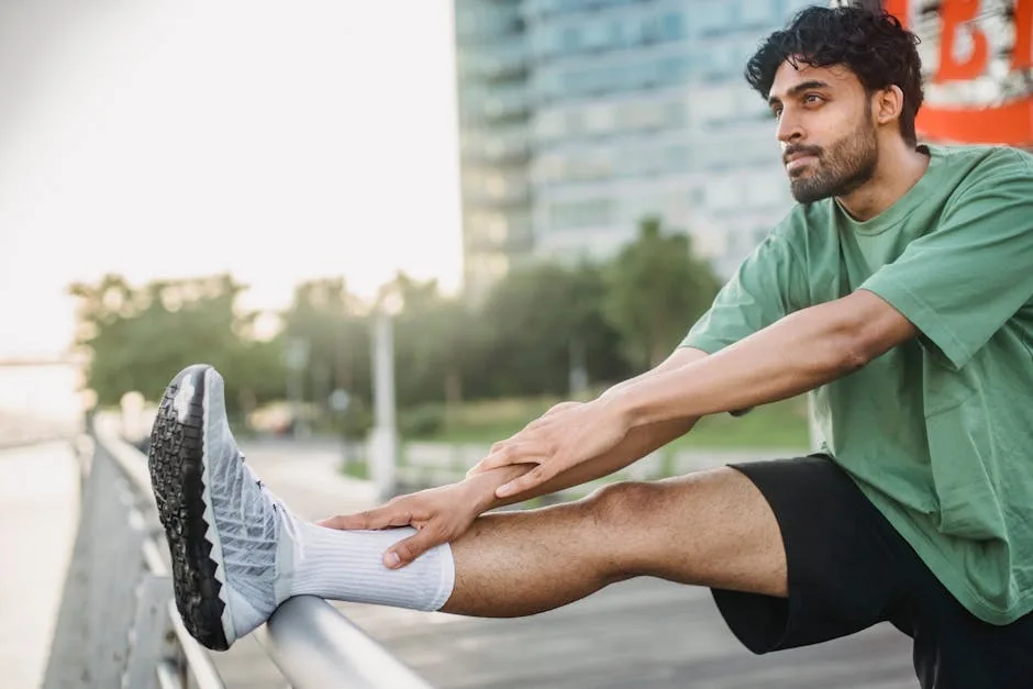 Runner stretching before a jog