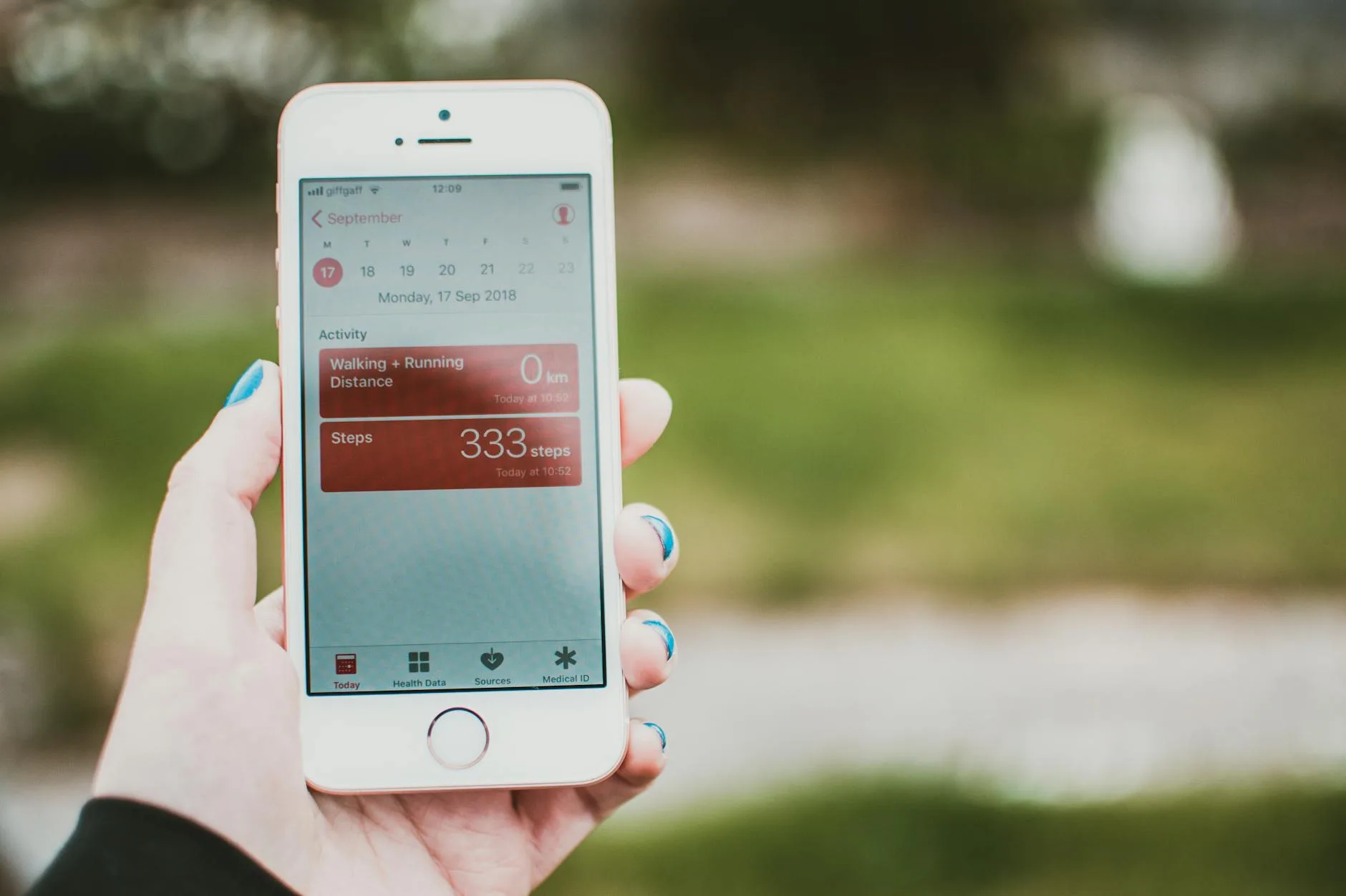 iPhone displaying Apple Health fitness tracking app