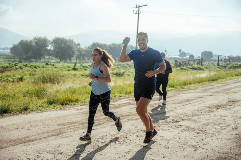 Runner checking a GPS running watch on their wrist