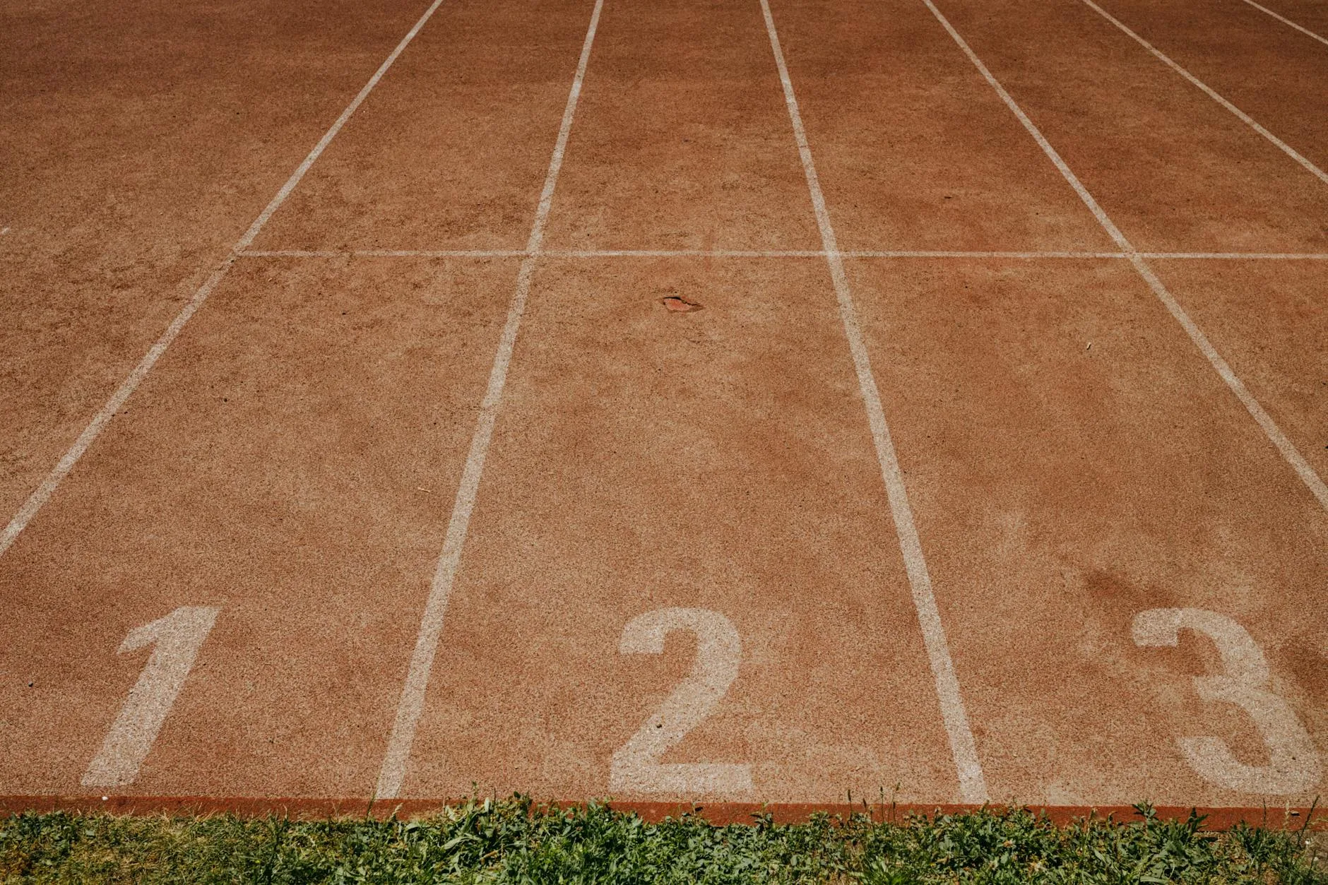 Running track with lane markers for interval training