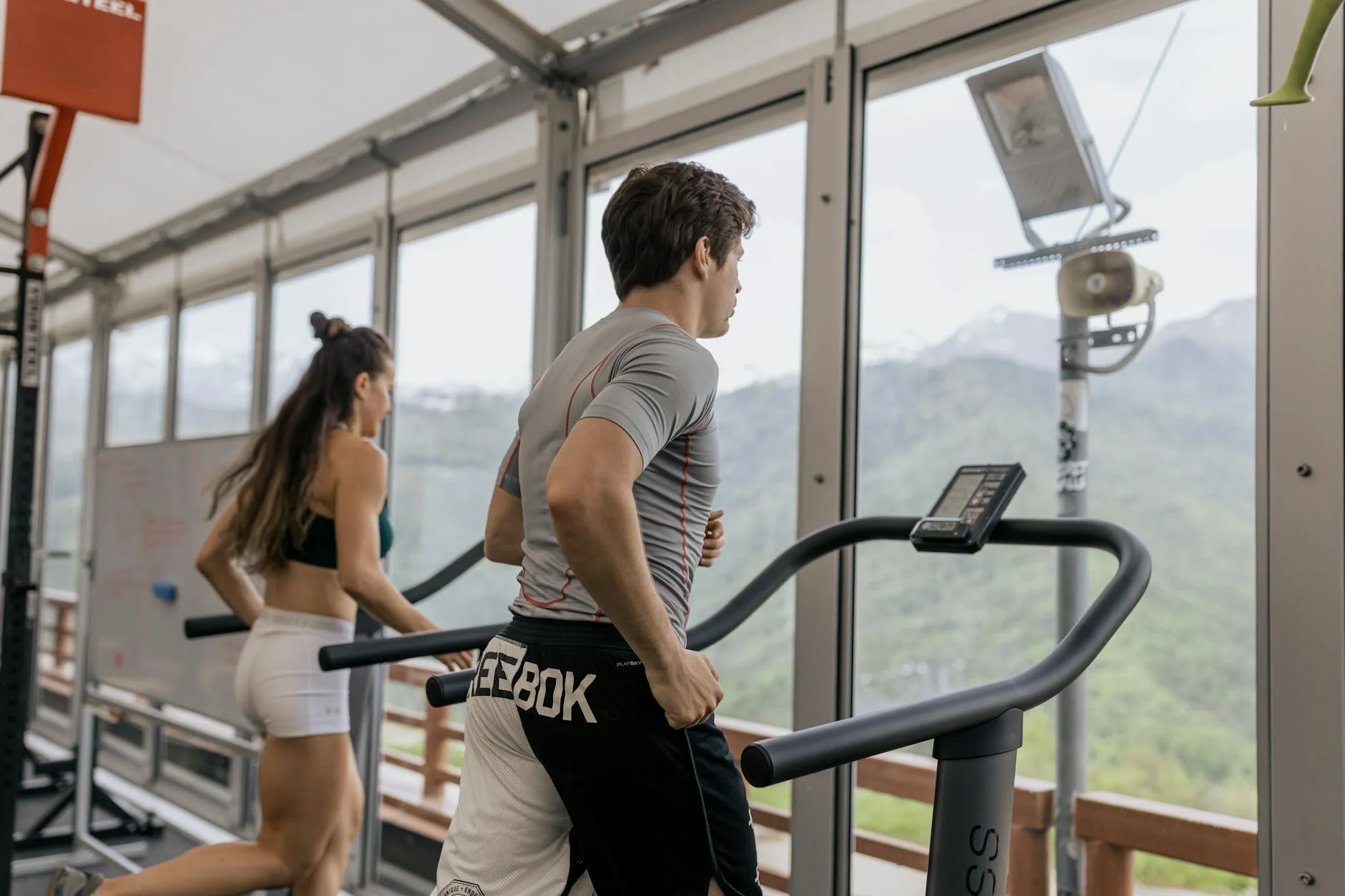 Runner on a treadmill during a gait analysis session