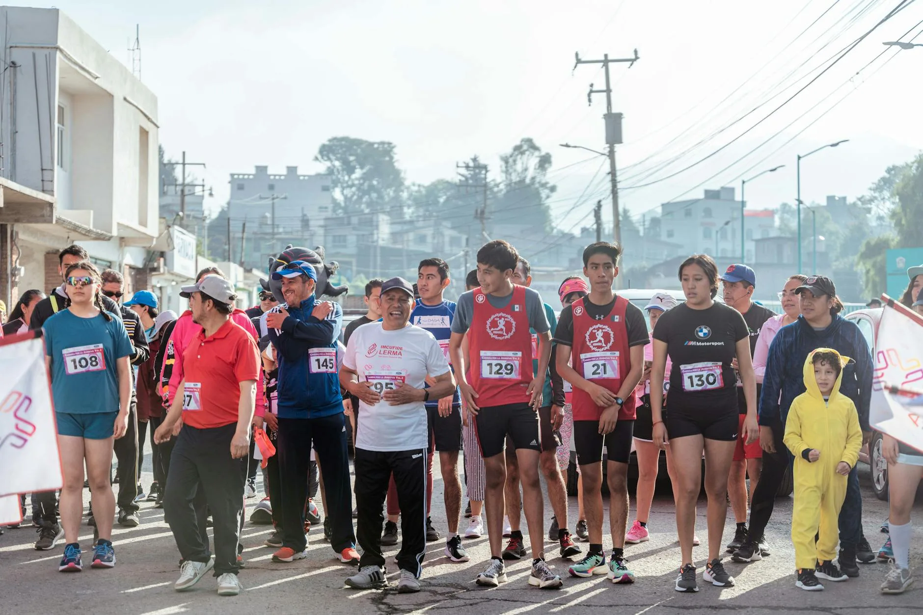 Group of runners at the start of a parkrun