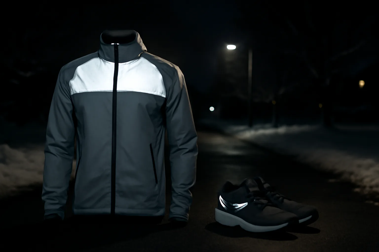 Reflective running jacket for dark winter runs