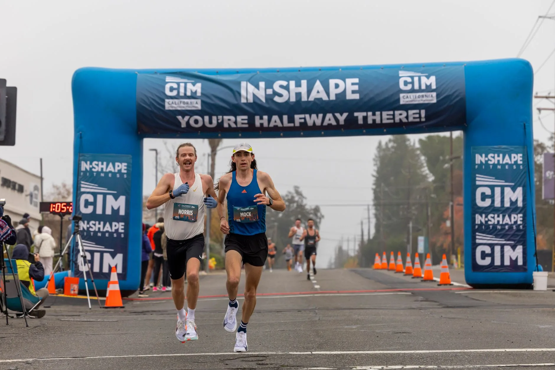 Runners taking part in an organised outdoor road race